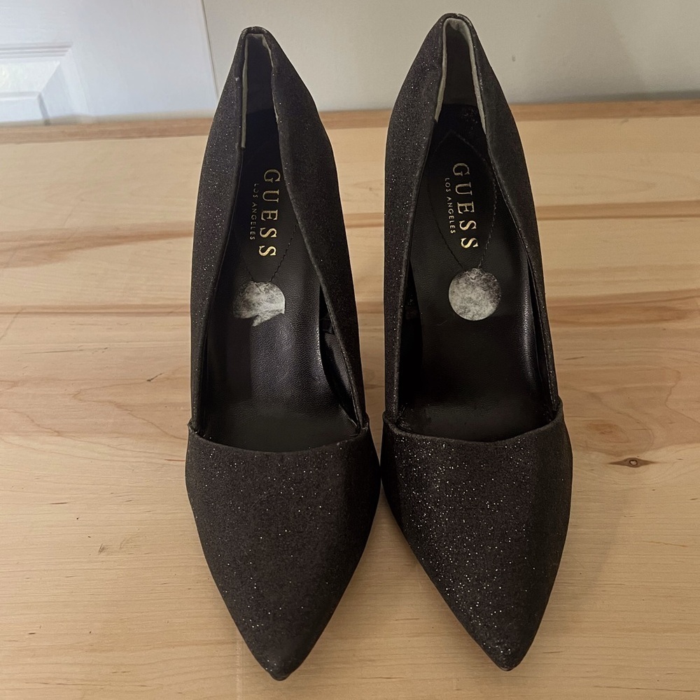 GUESS Black Glitter Sparkle Pumps‎ Women’s 9 Cocktail Party Holiday 4” Heels